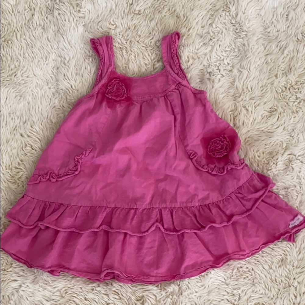 NAARTJIE Toddler Girl Magenta Short Sleeve Ruffled Dress Size 2T EUC